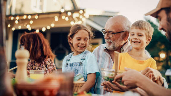 Family gathering outside