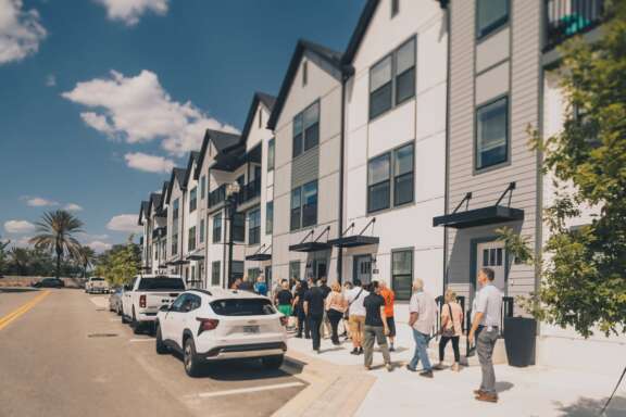 Investment Tour group at Johnson Commons townhome community in Downtown Jacksonville