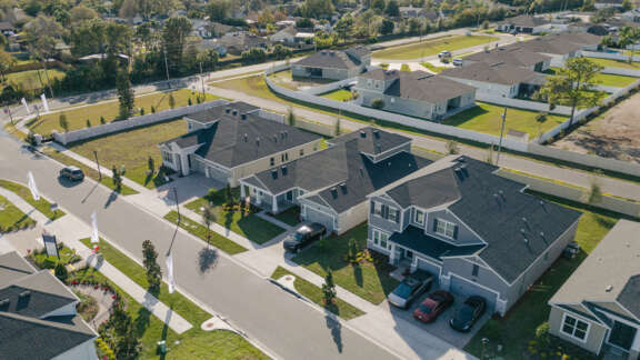 Aerial view neighborhood