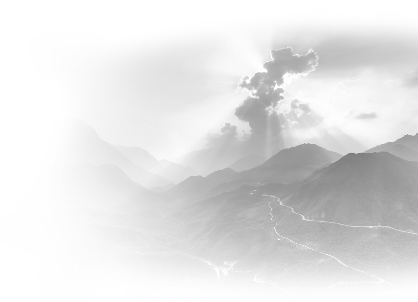 Mountains fade white